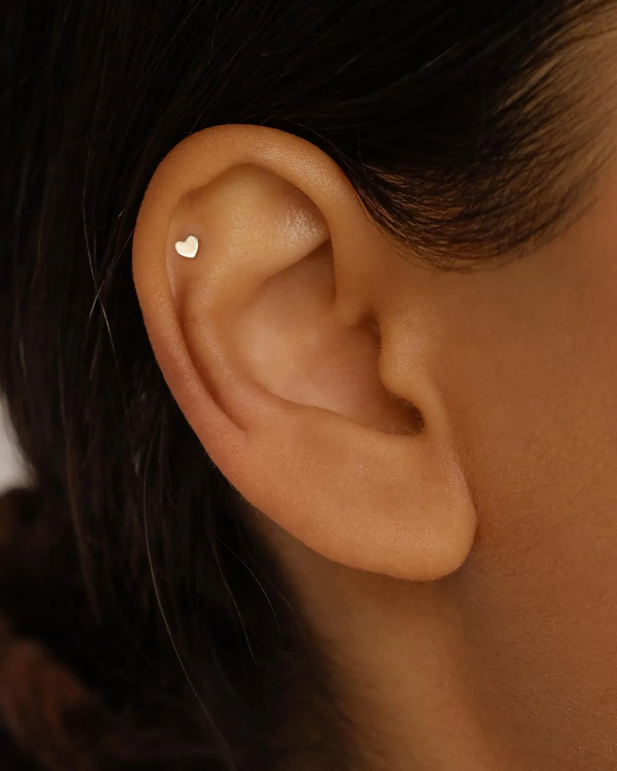 14k Solid Gold Sweetheart Cartilage Flatback Earring