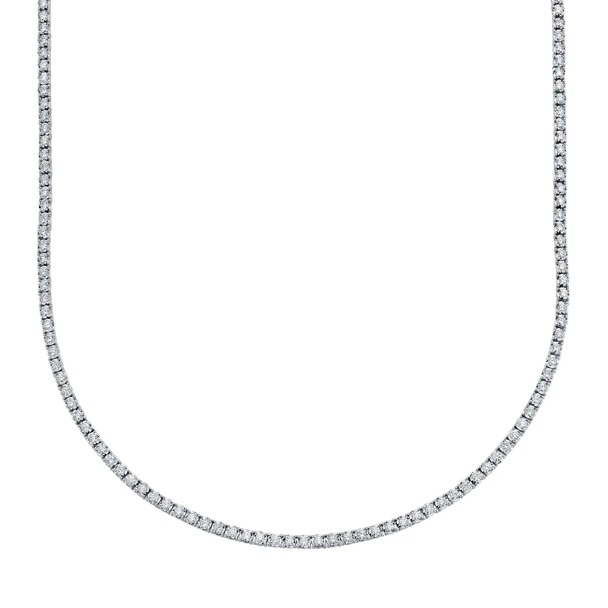 14k White Gold 4.06Cts Diamond Tennis  Necklace with 200 Diamonds