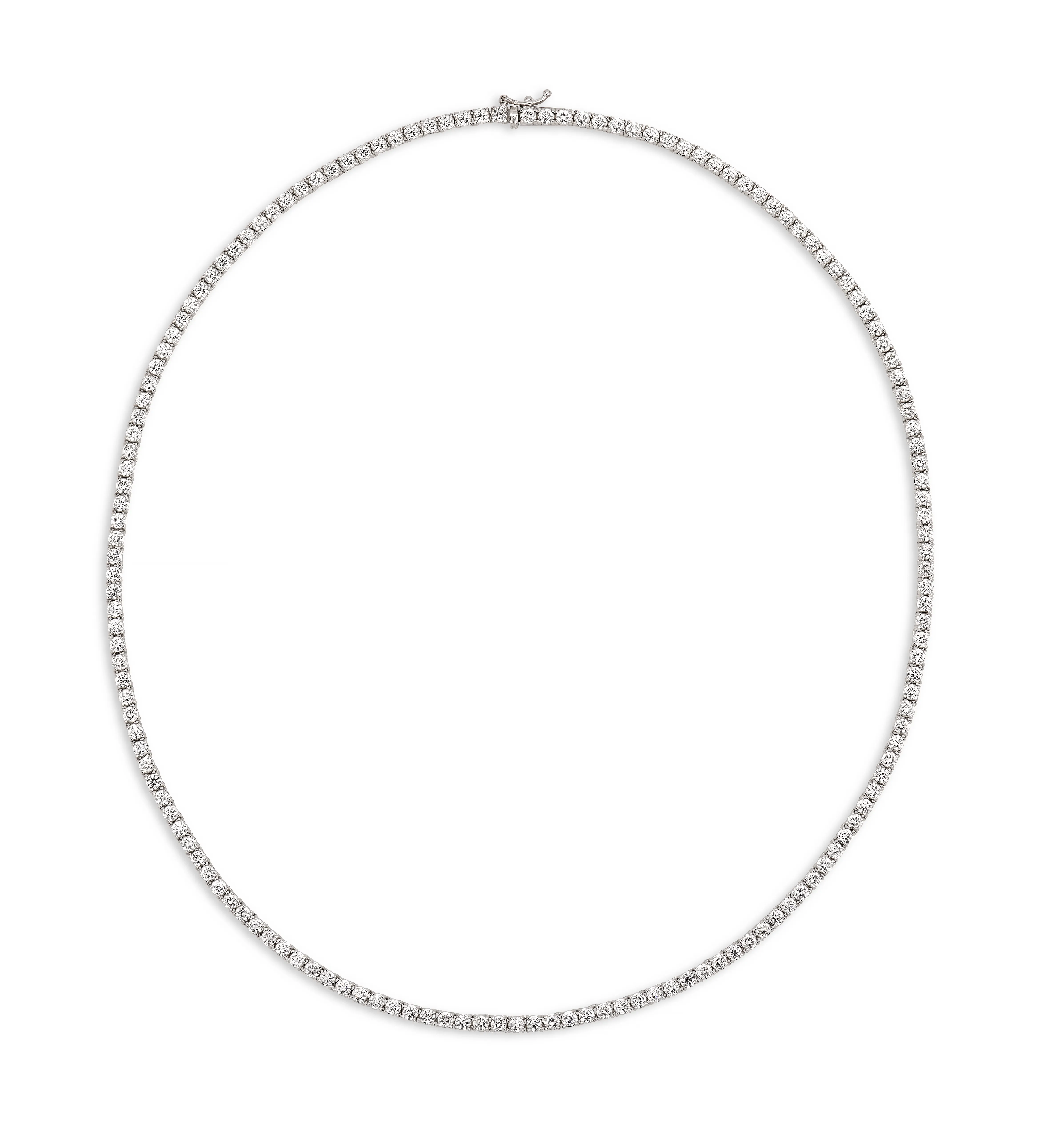 14k White Gold 4.06Cts Diamond Tennis  Necklace with 200 Diamonds