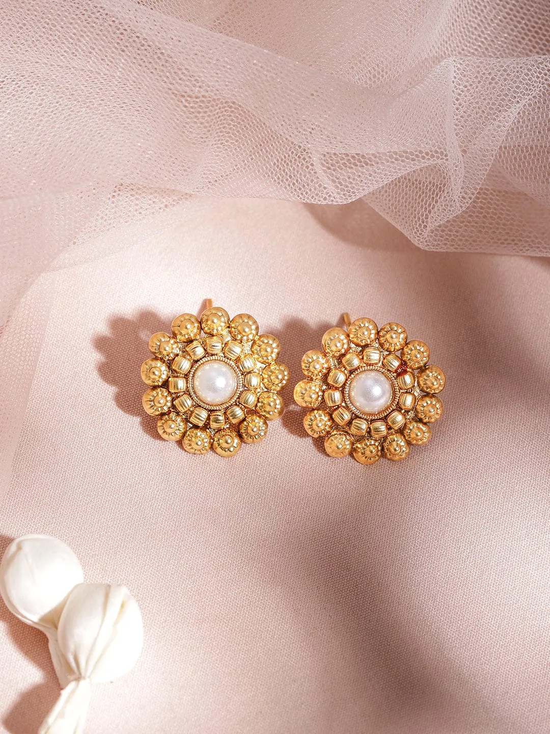 22KT Gold Plated Brass White Stone Studded Necklace Set