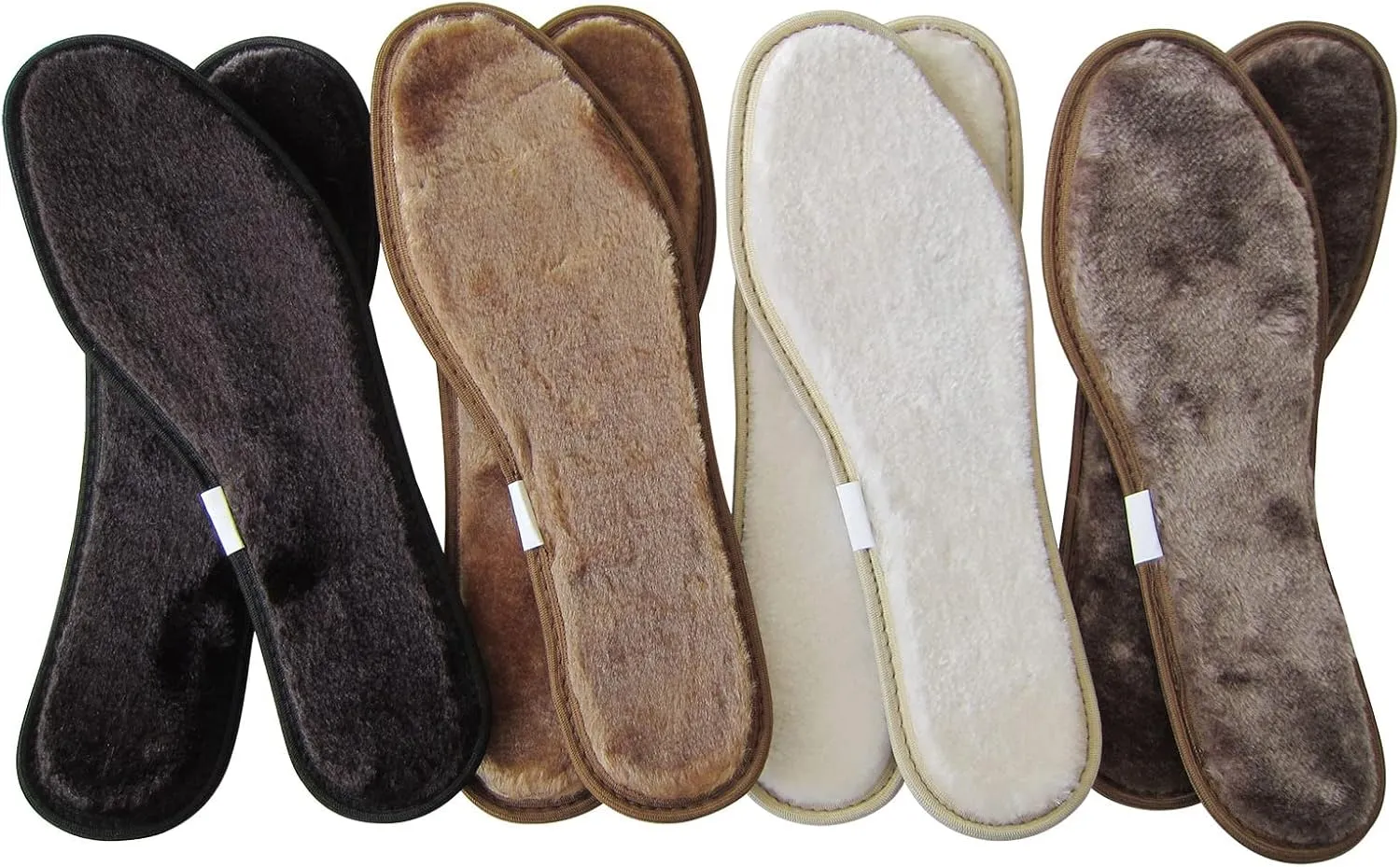 4 Pack Winter Wool Insoles for Men Thick Fluffy Fleece Insoles for Men Plush Warm Inserts for Winter Boots Moccasins and Slippers, Mens 9.5 M US