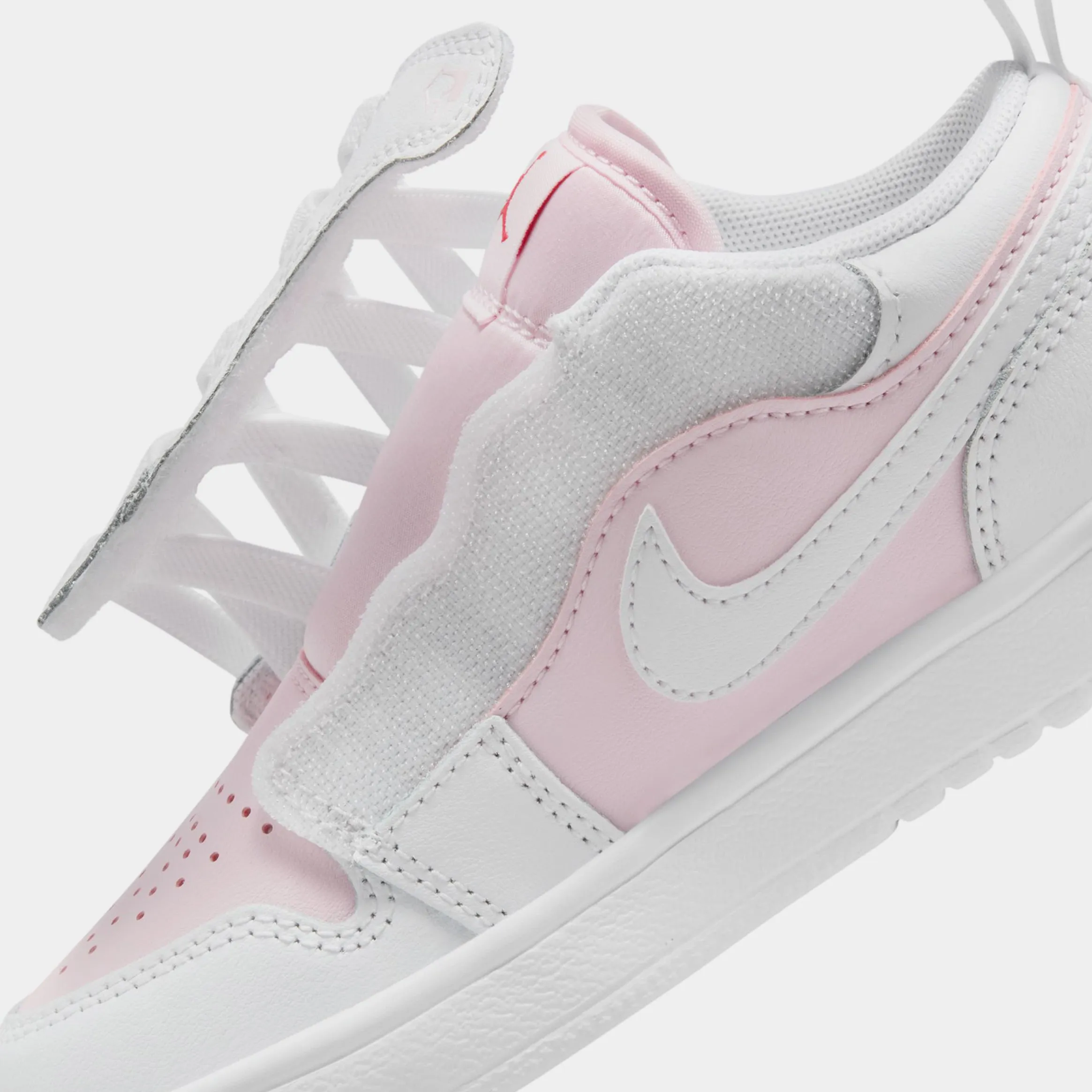 Air Jordan 1 Low Alt Preschool Basketball Shoes (Pink Foam/White/Fire Red)