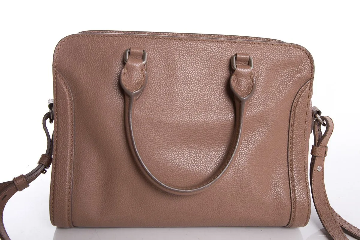 Alexander McQueen Taupe Leather Small Skull Padlock Tote Bag