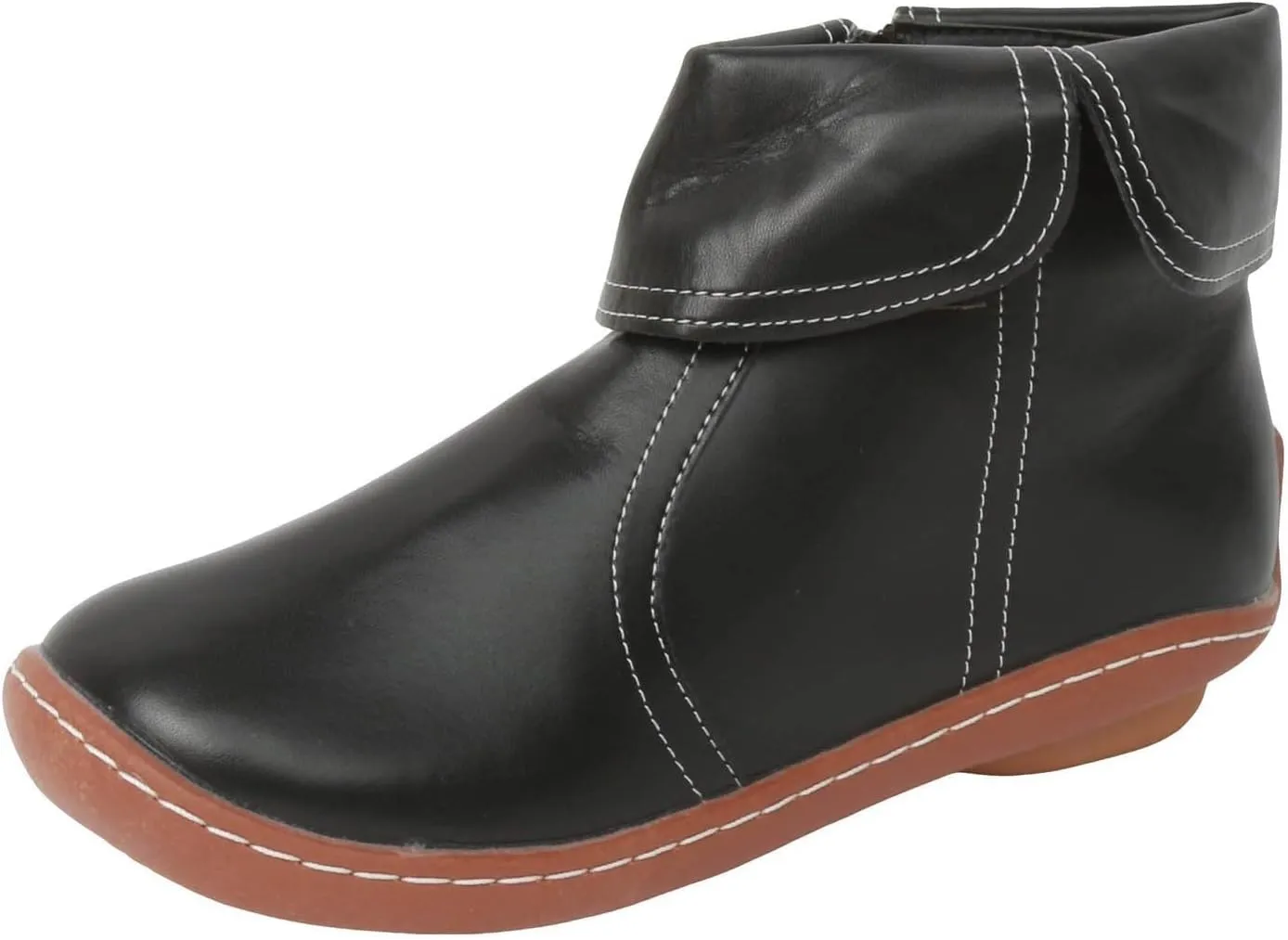 Ankle Boots for Women No Heel Casual Chelsea Boots Retro Classic Non Slip Round Toe Platform Side Zipper Riding Boots