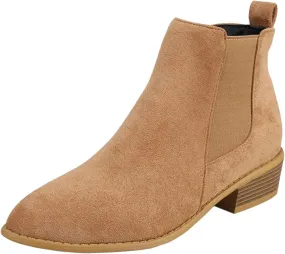 Ankle Boots for Women Riding Round Toe Western Fashion Chelsea Booties with Side Zippers Chunky Stacked Heel Comfortable