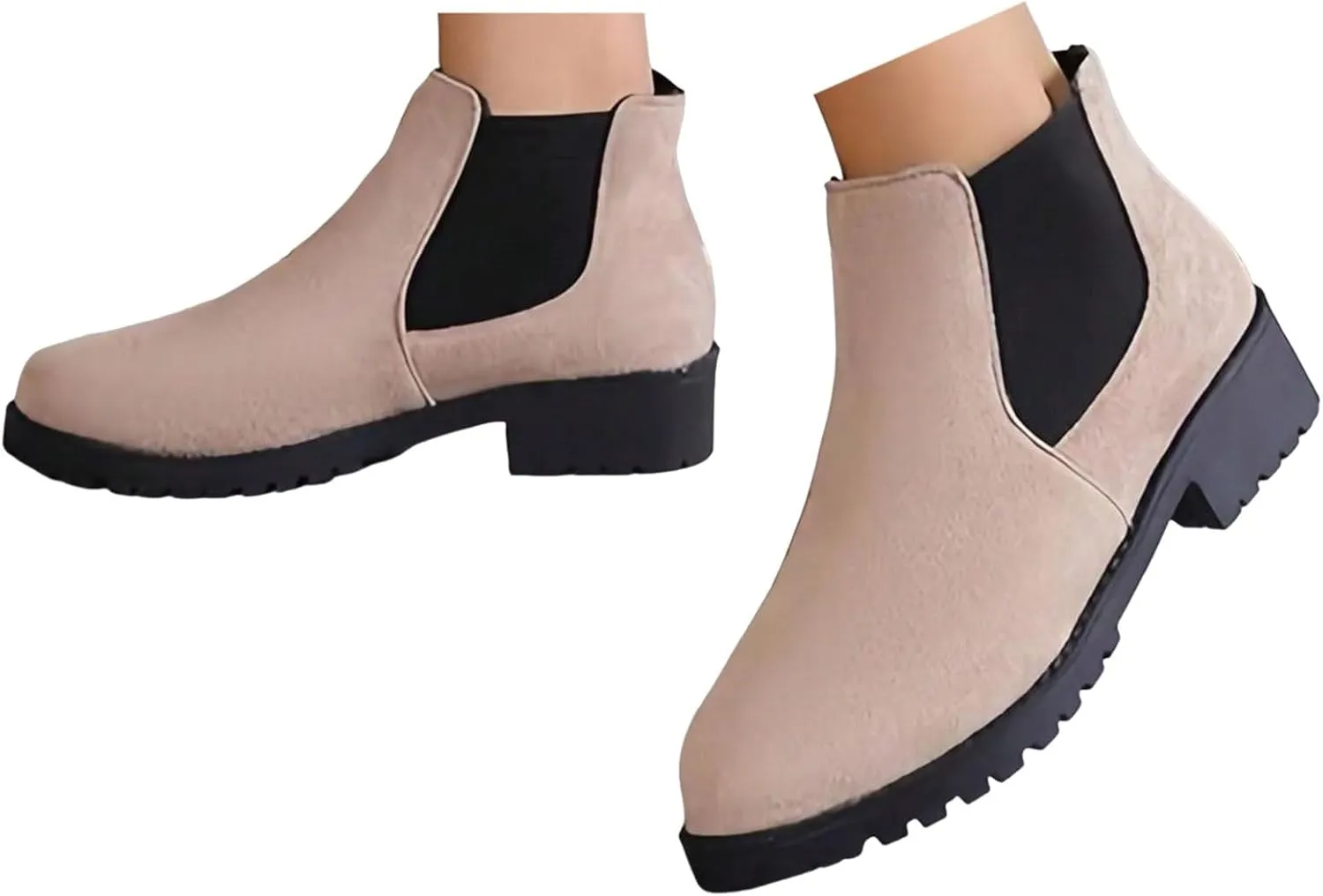 Ankle Boots for Women Women's Chelsea Ankle Boots Round Toe Platform Booties Chunky Block Low Heel Booties Short Boots