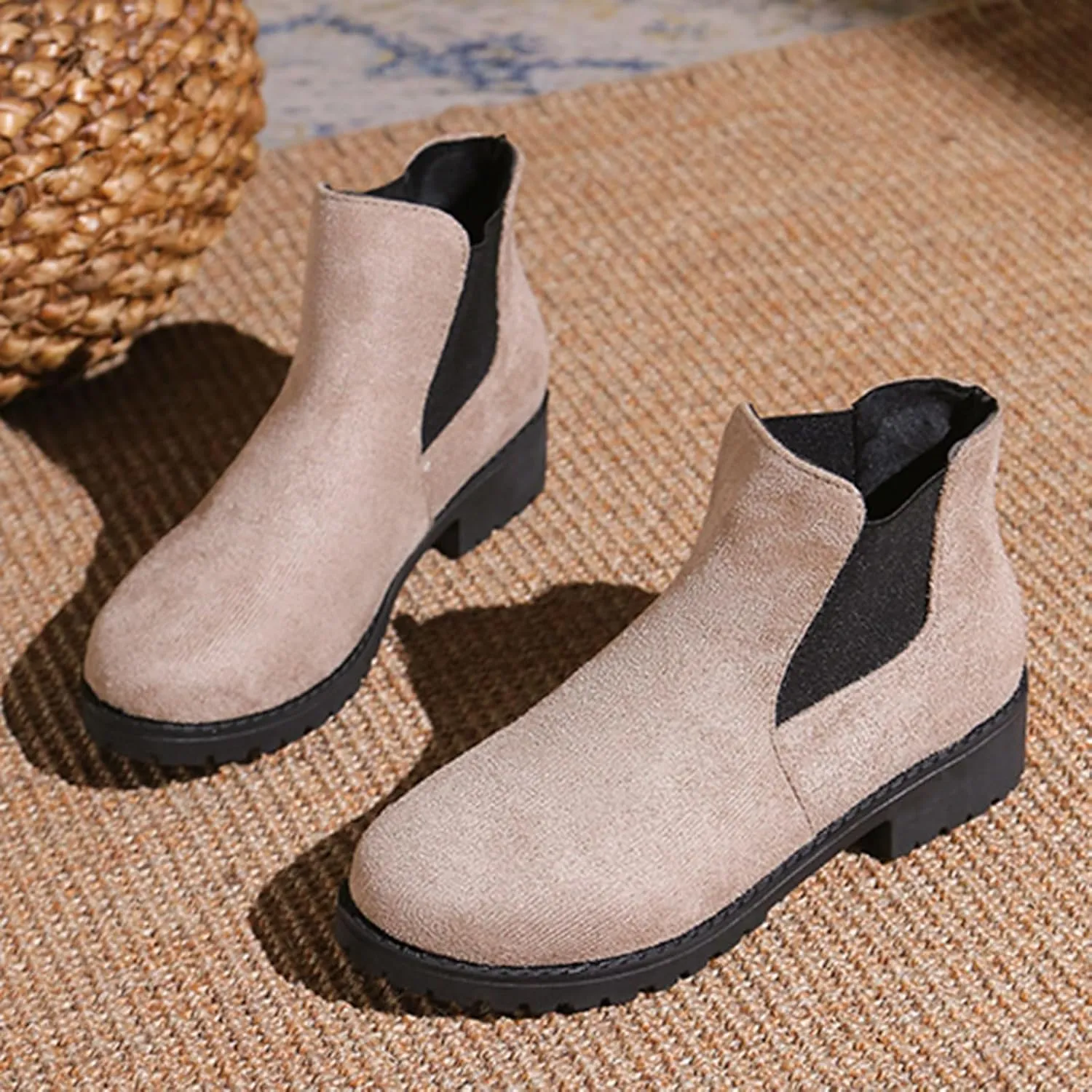 Ankle Boots for Women Women's Chelsea Ankle Boots Round Toe Platform Booties Chunky Block Low Heel Booties Short Boots