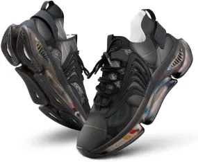 Black Pebble Stones Walking Shoes for Men Lightweight Tennis Fashion Elastic Sports Shoes Cushion Basketball Shoes