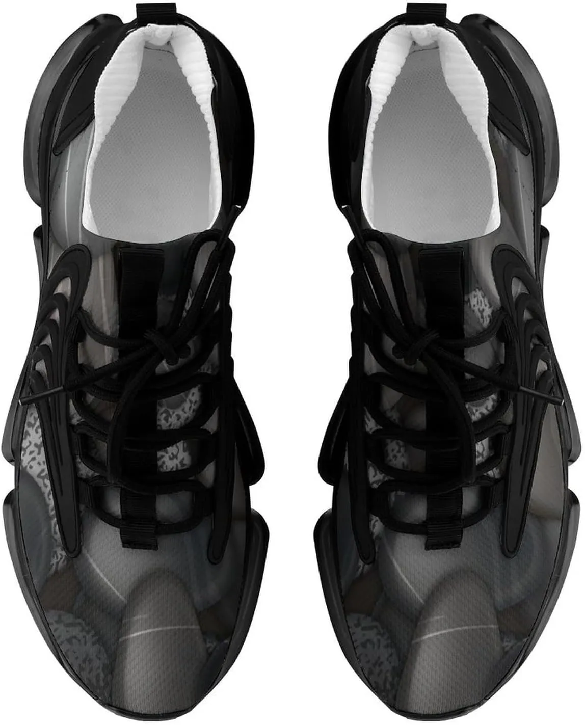 Black Pebble Stones Walking Shoes for Men Lightweight Tennis Fashion Elastic Sports Shoes Cushion Basketball Shoes