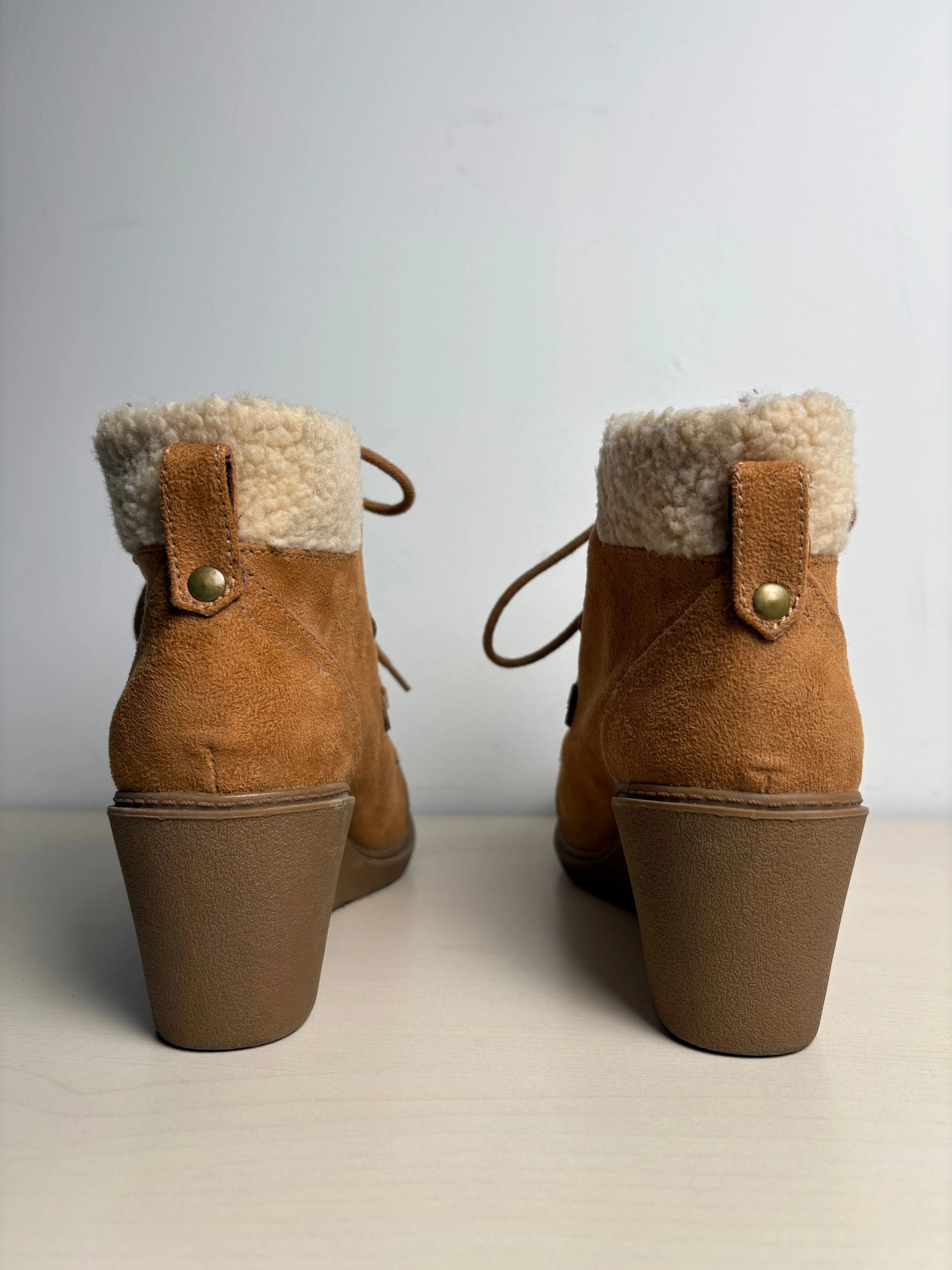 Boots Ankle Heels By Mad Love In Brown, Size: 9