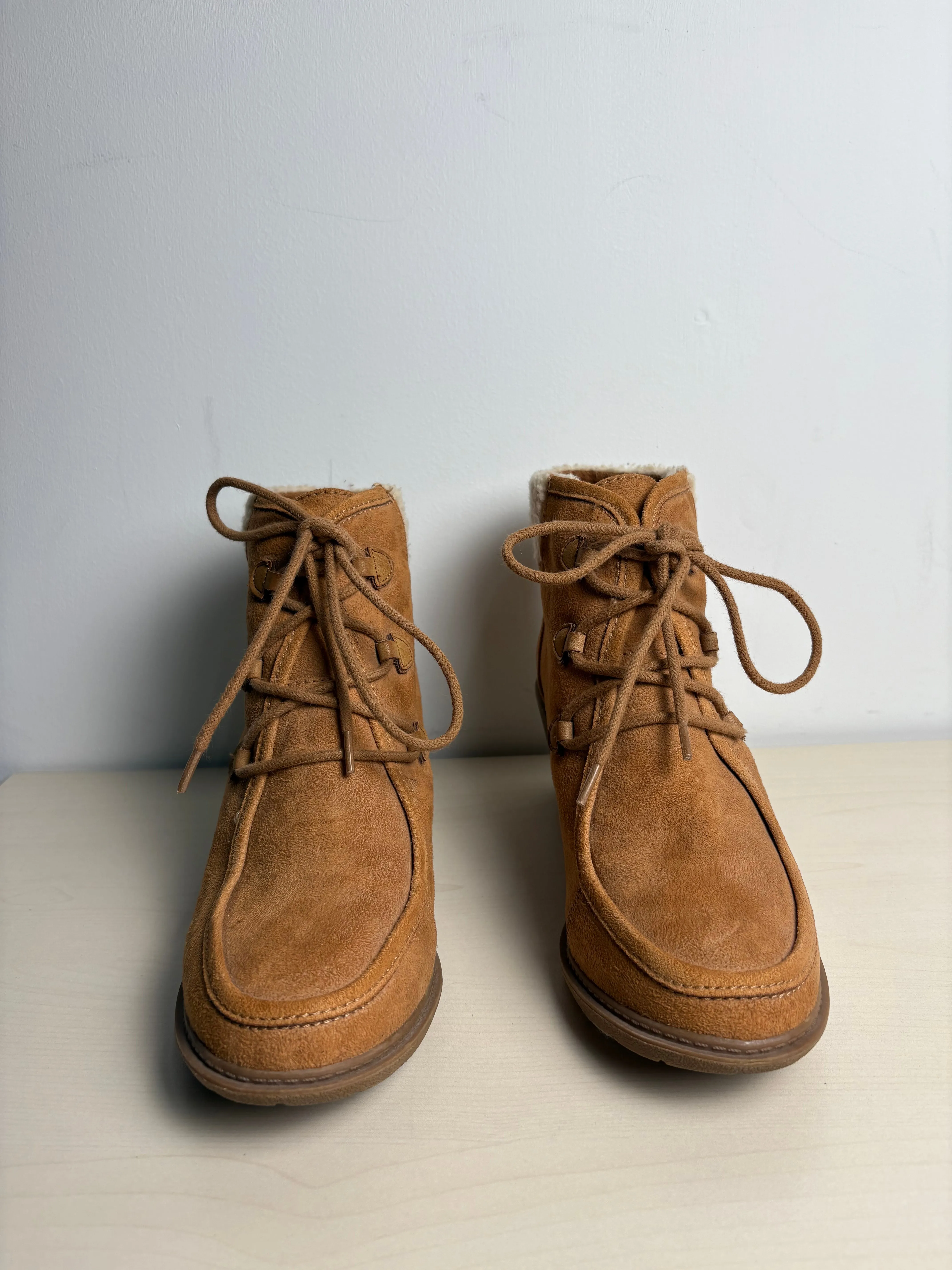 Boots Ankle Heels By Mad Love In Brown, Size: 9