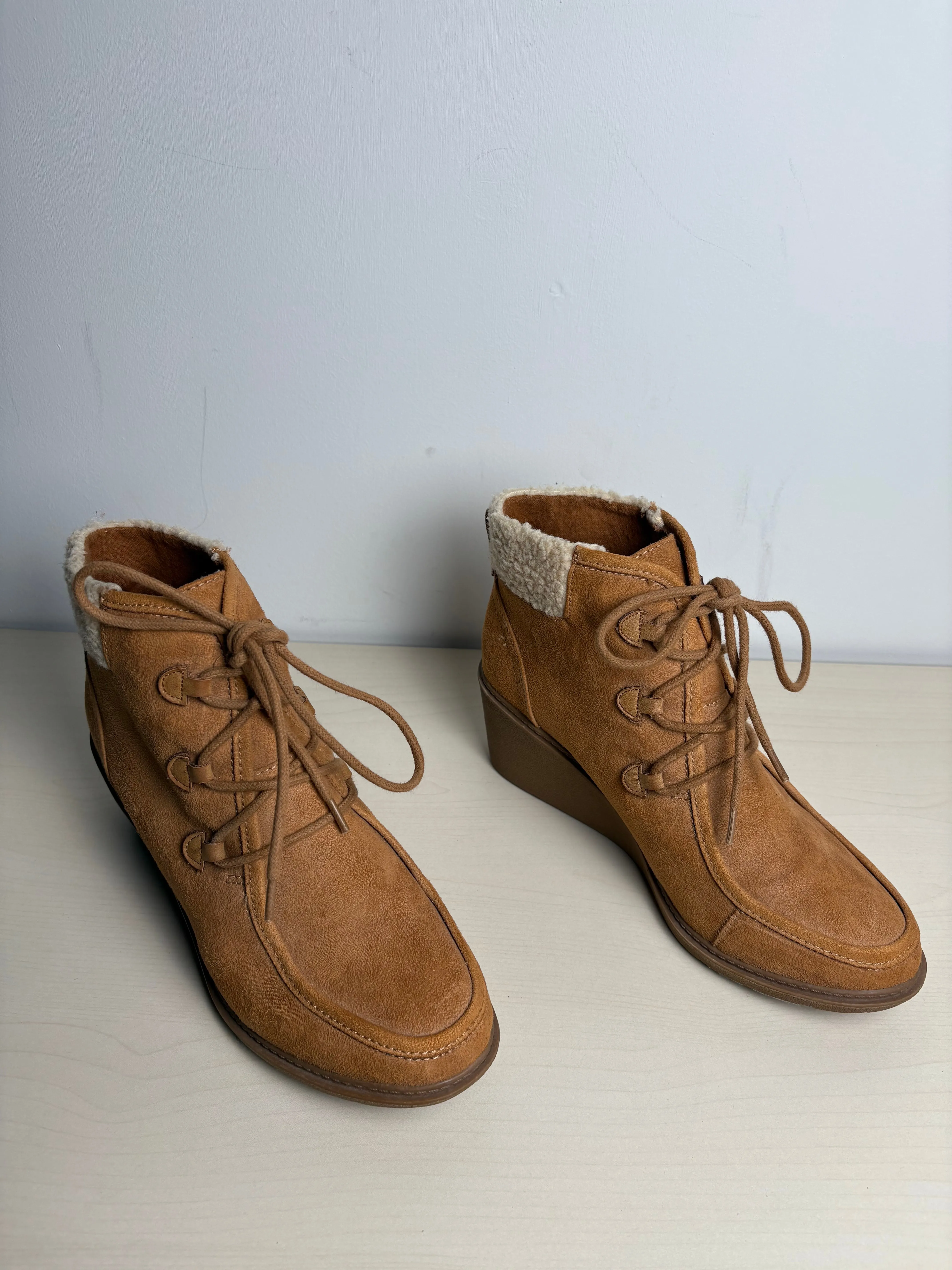 Boots Ankle Heels By Mad Love In Brown, Size: 9