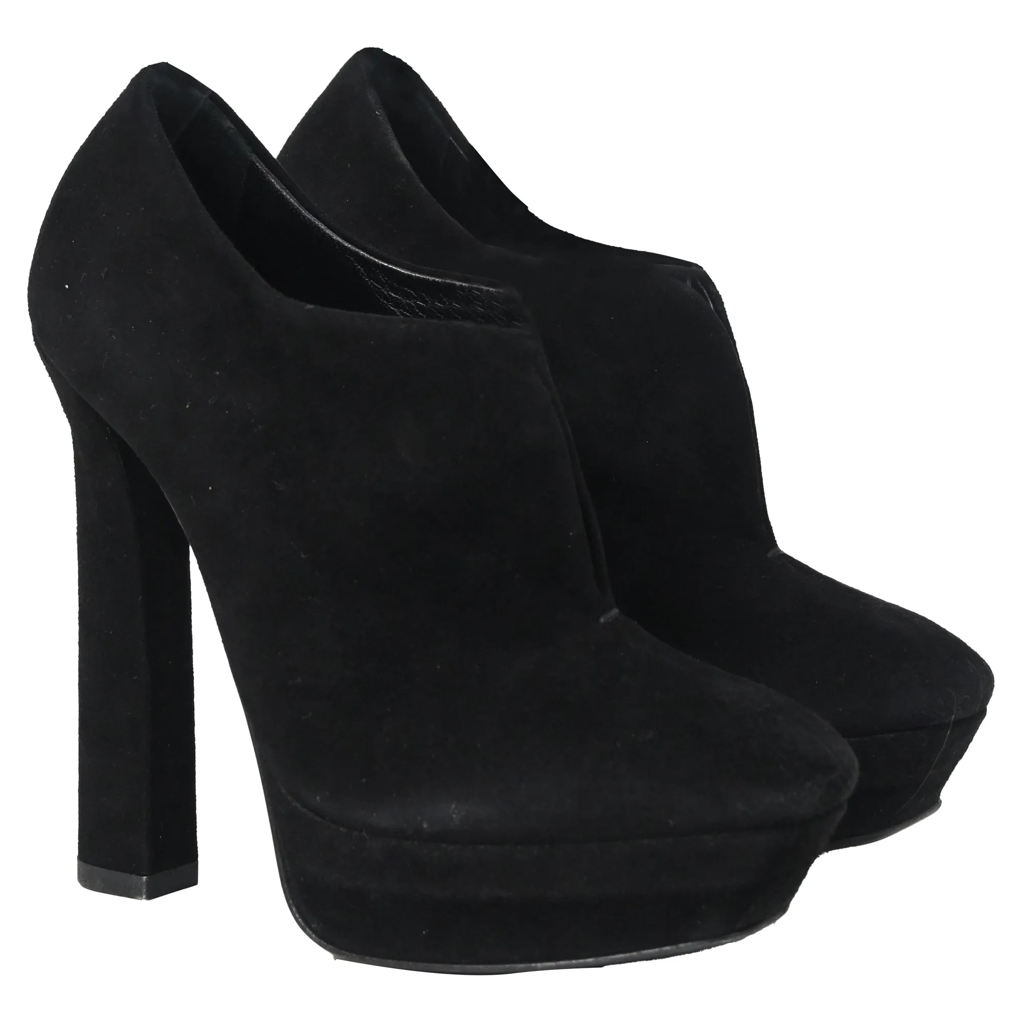 Bottega Veneta Open Platform Ankle Boots in Black Suede
