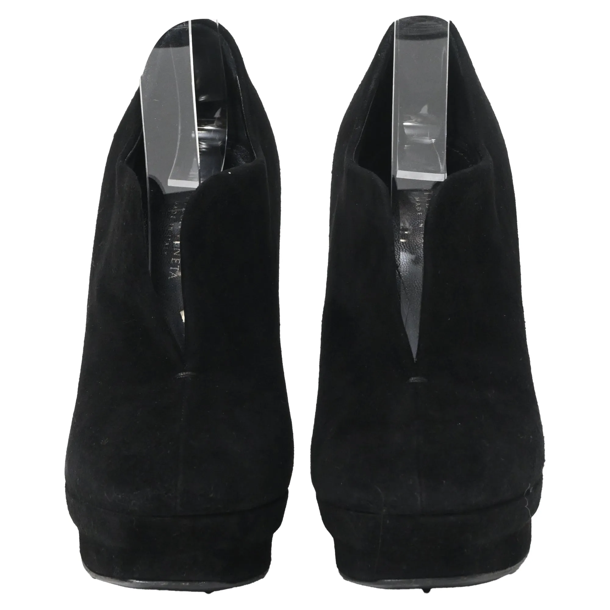 Bottega Veneta Open Platform Ankle Boots in Black Suede