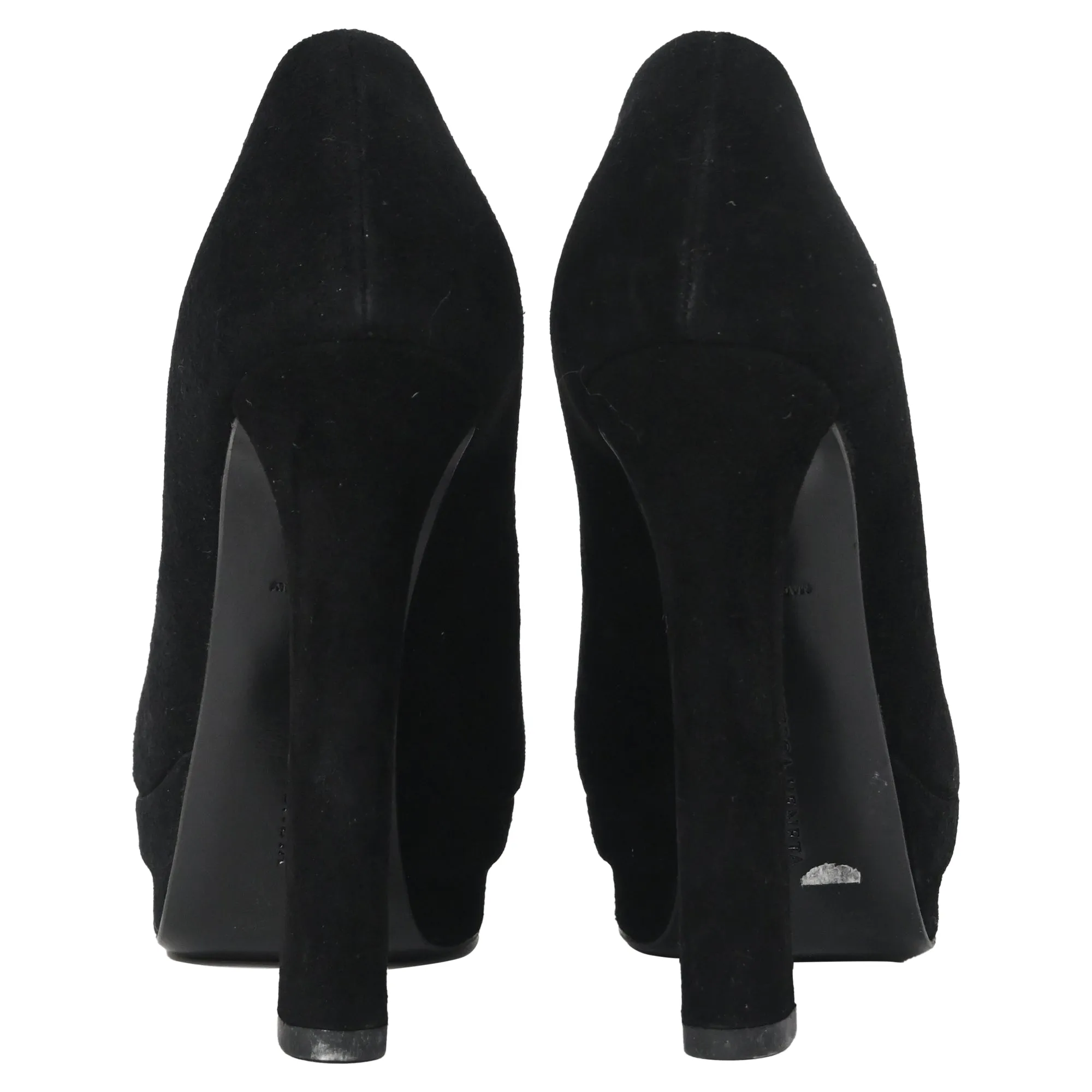 Bottega Veneta Open Platform Ankle Boots in Black Suede