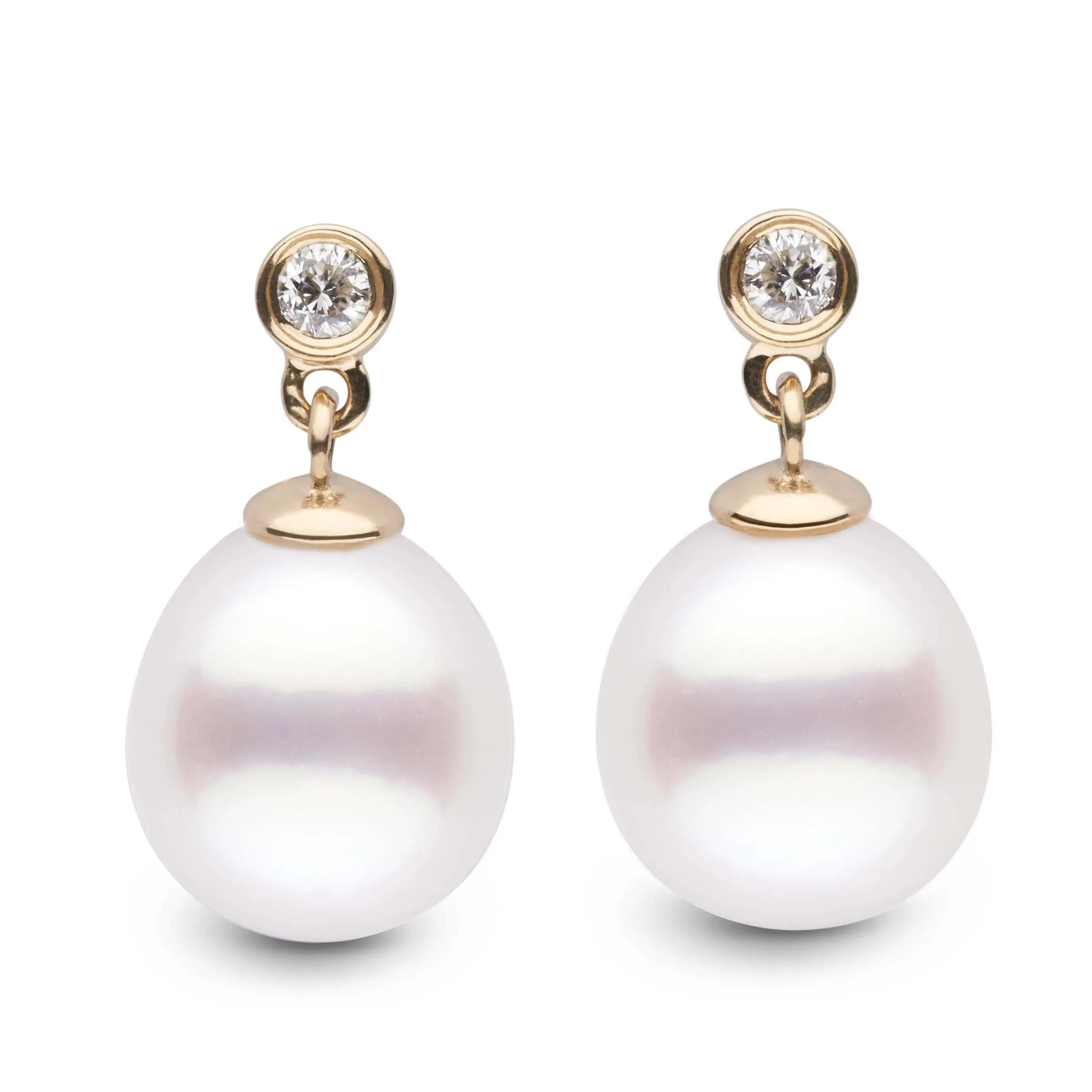 Brilliant Collection Drop White South Sea 10.0-11.0 mm Pearl & Diamond Dangle Earrings
