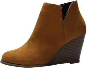 Cathalem Ankle Booties for Women,Womens Ankle Boots Pointed Toe Faux Stacked Chunky Heels Tassels Side Zipper Booties