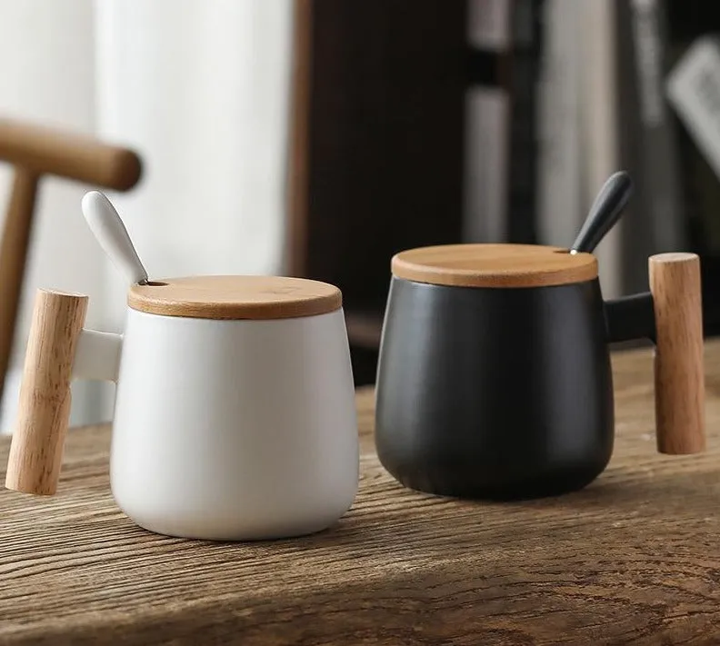 Ceramic coffee  cup with cover spoon customization
