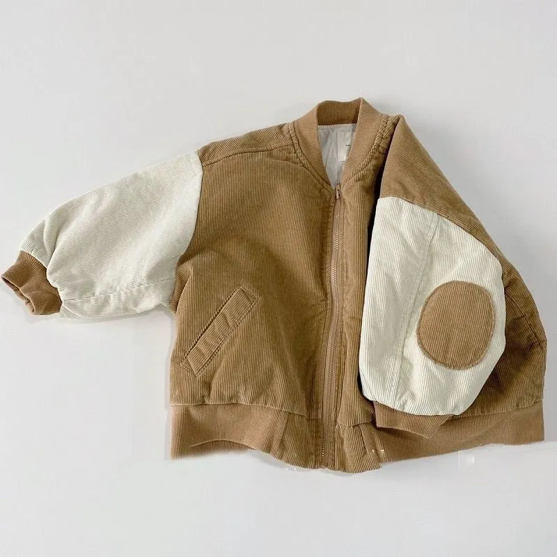 Corduroy Patchwork Bomber Jacket