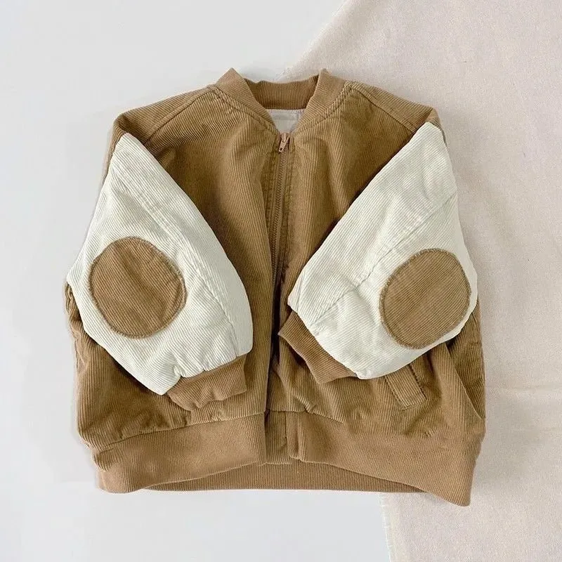 Corduroy Patchwork Bomber Jacket