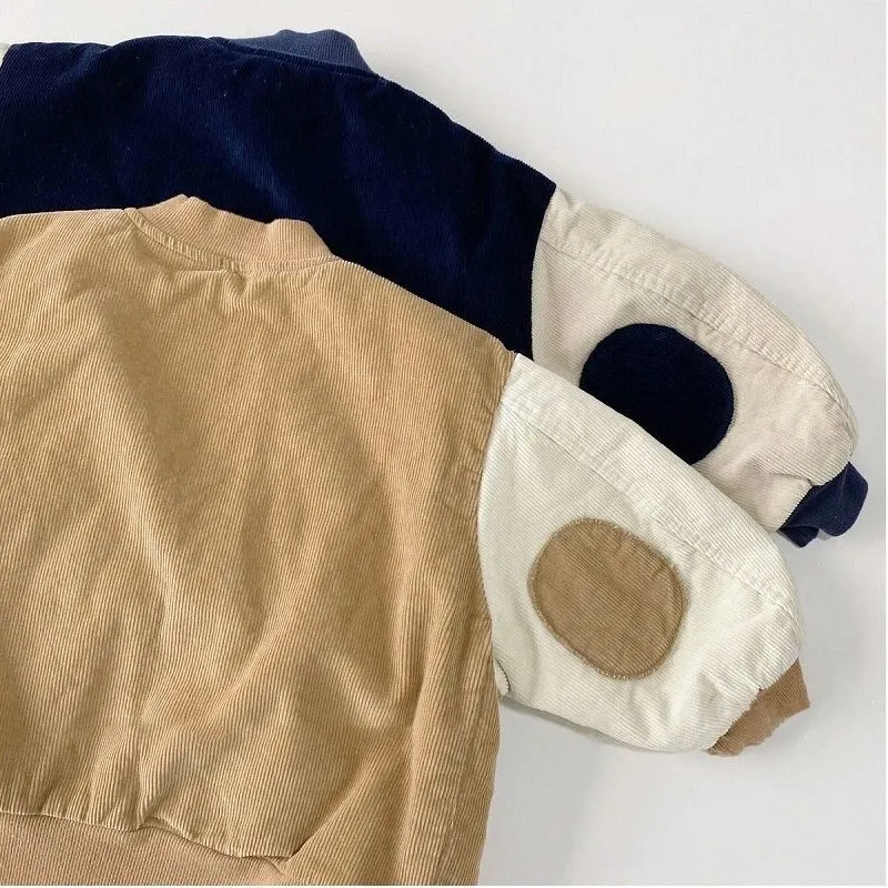 Corduroy Patchwork Bomber Jacket