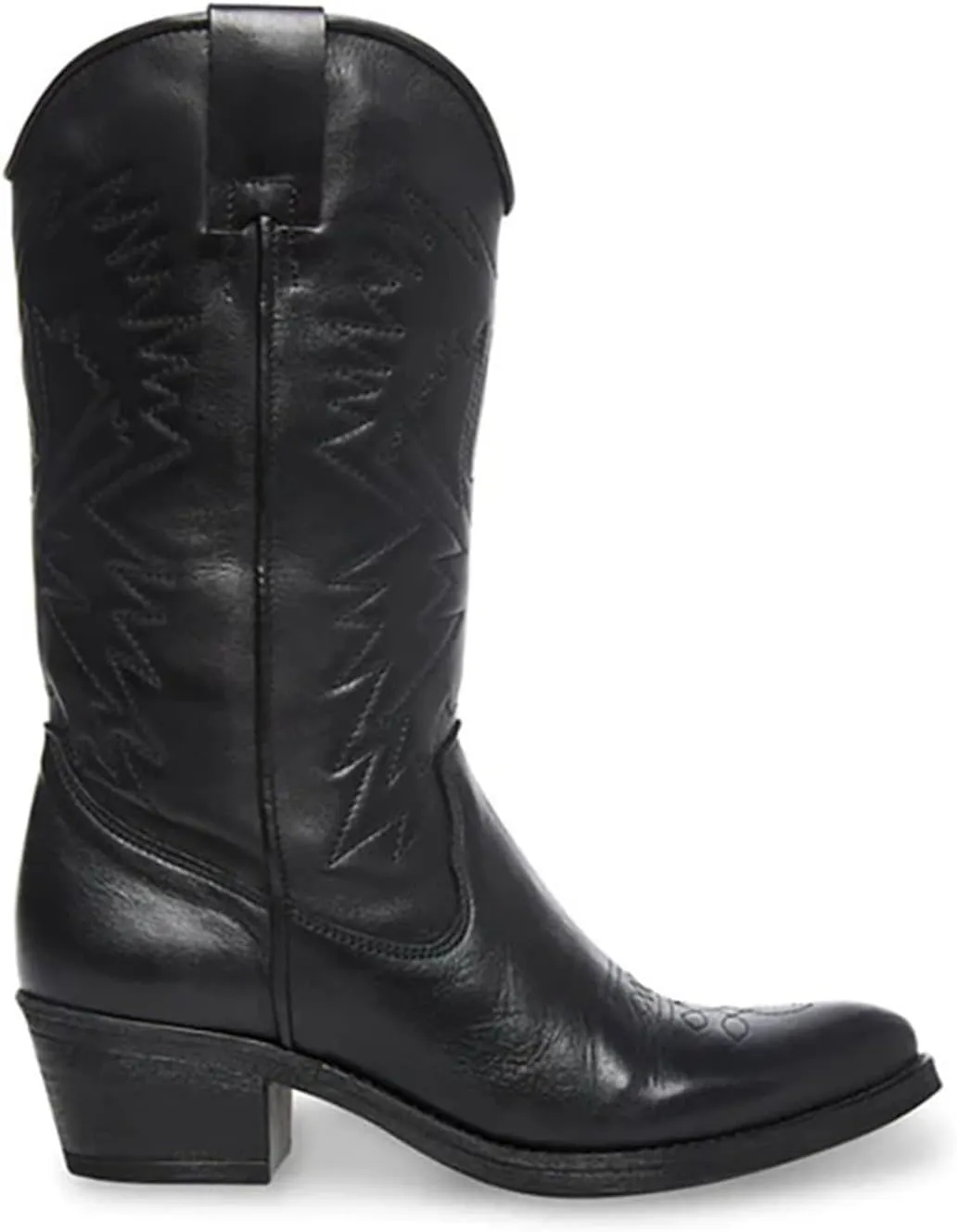 Cowboy Boots For Women Wide Calf Mid Calf Cowgirl Embroidered Western Boots Pointed Toe Medium Block Chunky Heel Boot Pull On