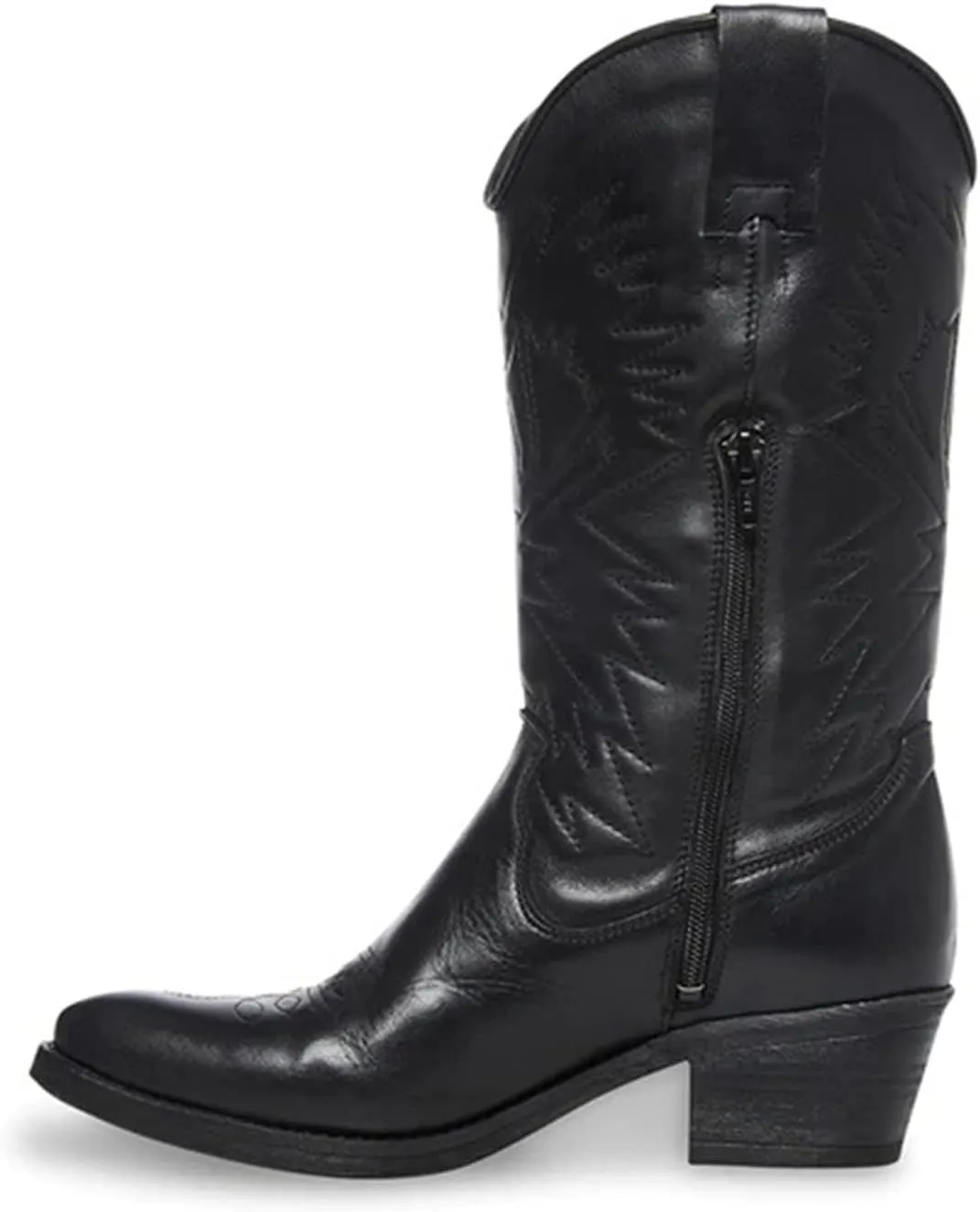 Cowboy Boots For Women Wide Calf Mid Calf Cowgirl Embroidered Western Boots Pointed Toe Medium Block Chunky Heel Boot Pull On