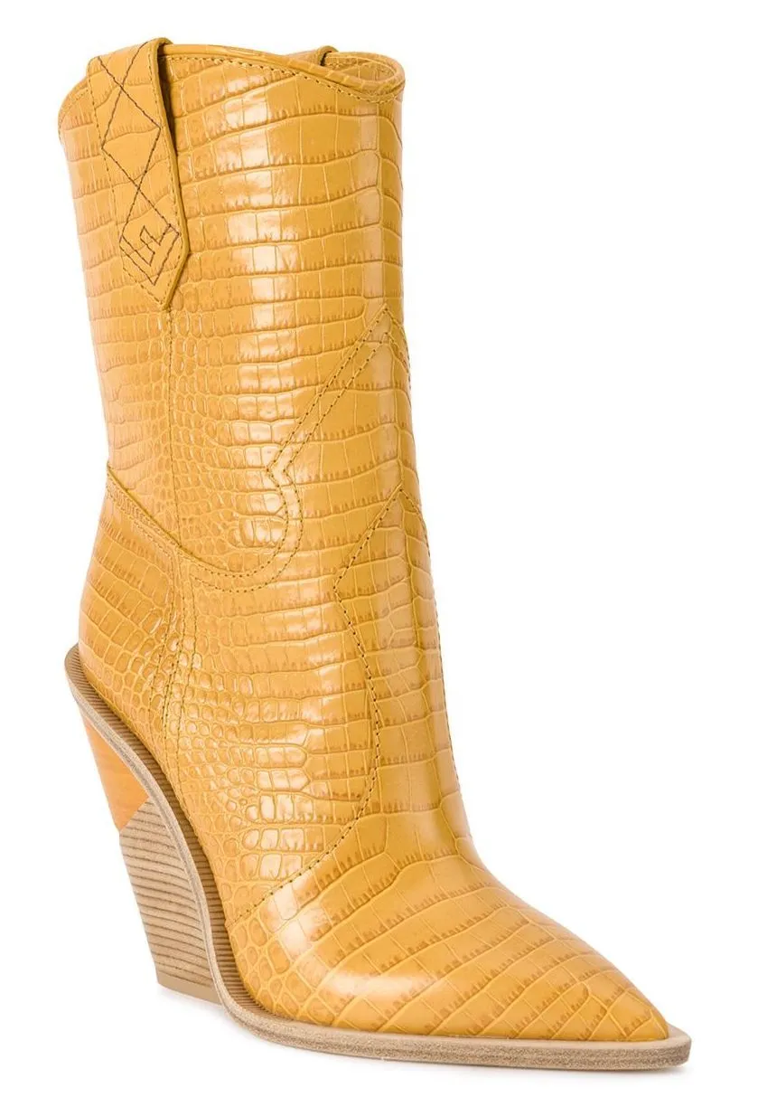 Crocodile-Embossed Ankle Boots