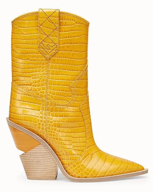 Crocodile-Embossed Ankle Boots