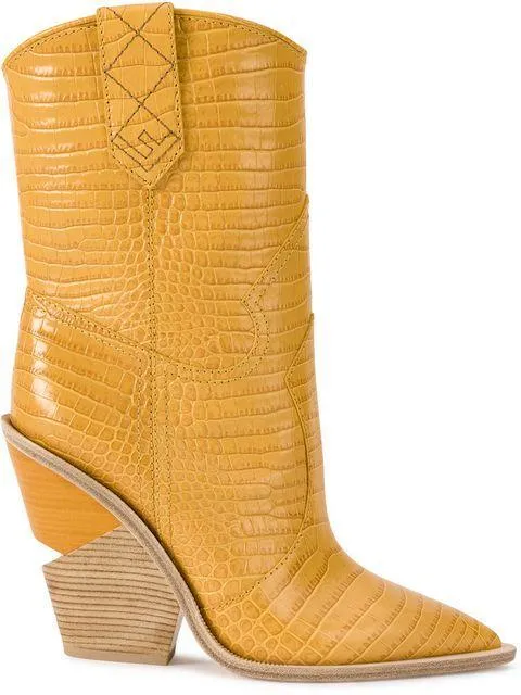 Crocodile-Embossed Ankle Boots