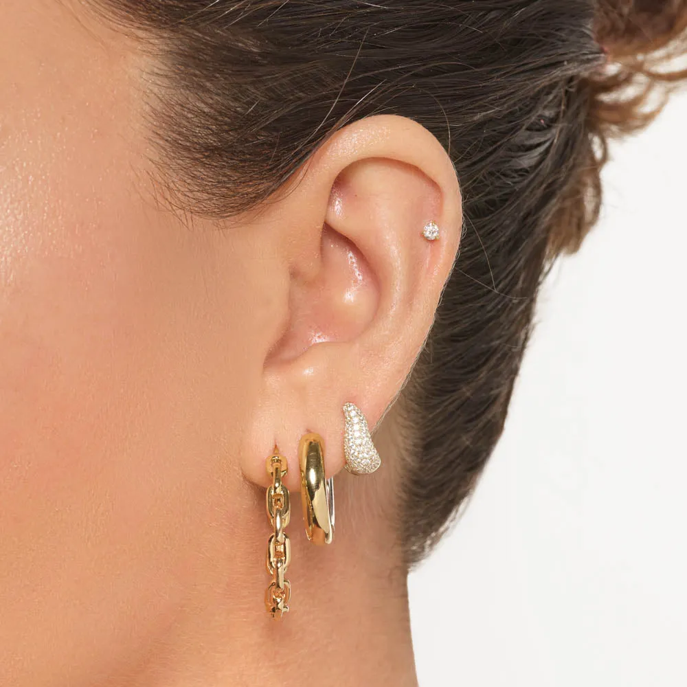 Diamond Helix Single Stud Earring in 10k Gold