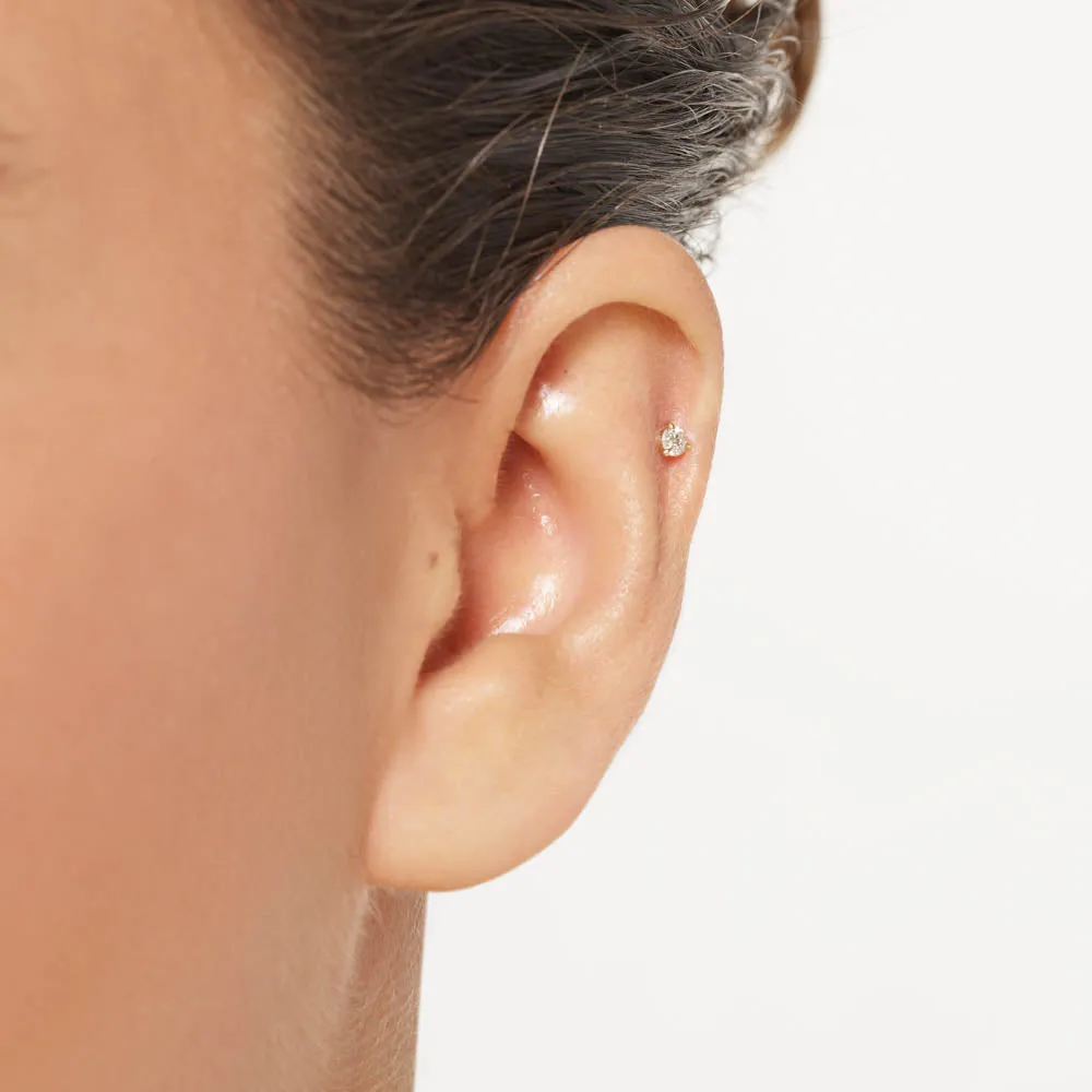 Diamond Helix Single Stud Earring in 10k Gold