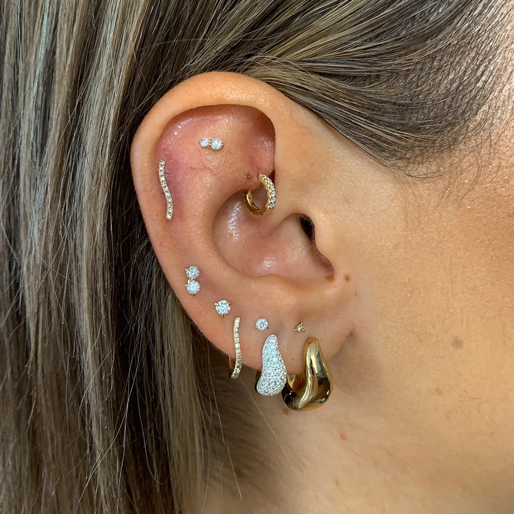 Diamond Helix Single Stud Earring in 10k Gold