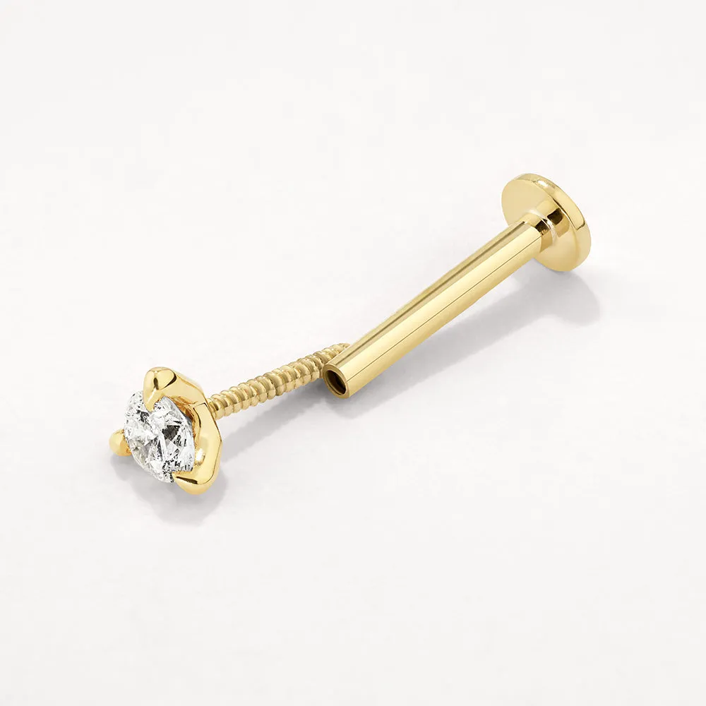 Diamond Helix Single Stud Earring in 10k Gold