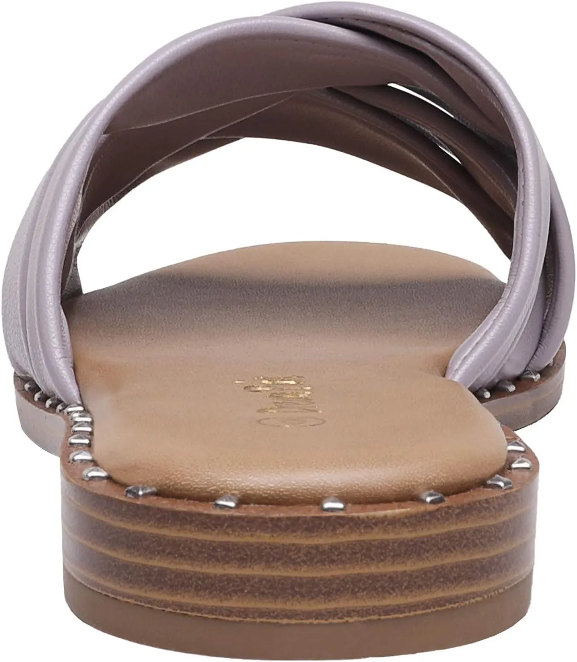DREAM PAIRS Women' s Cute Slip On Studded Flat Slides Sandals