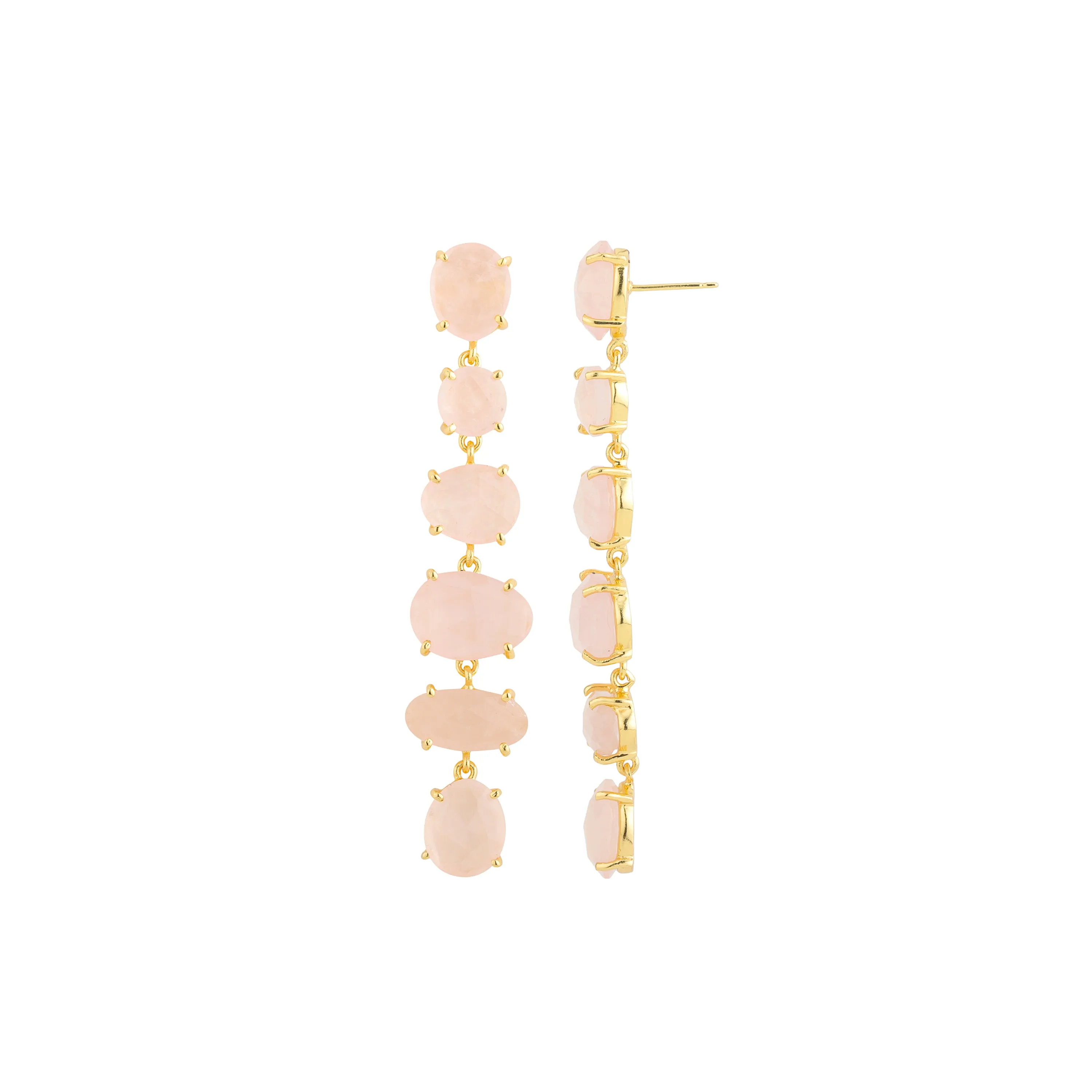 Earrings - Rose Quartz Chandelier