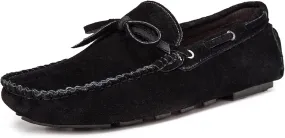 Easy to Put and Remove Driving Moccasins for Men Genuine Leather Stitching Details Deck Shoes 1-Eye Flat Heel Resistant Comfortable Casual Slip On for All Occasions (Color : Black, Size : 8.5)