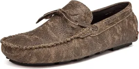 Easy to Put and Remove Driving Moccasins for Men Genuine Leather Stitching Details Deck Shoes 1-Eye Flat Heel Resistant Comfortable Casual Slip On for All Occasions (Color : Brown, Size : 8.5)