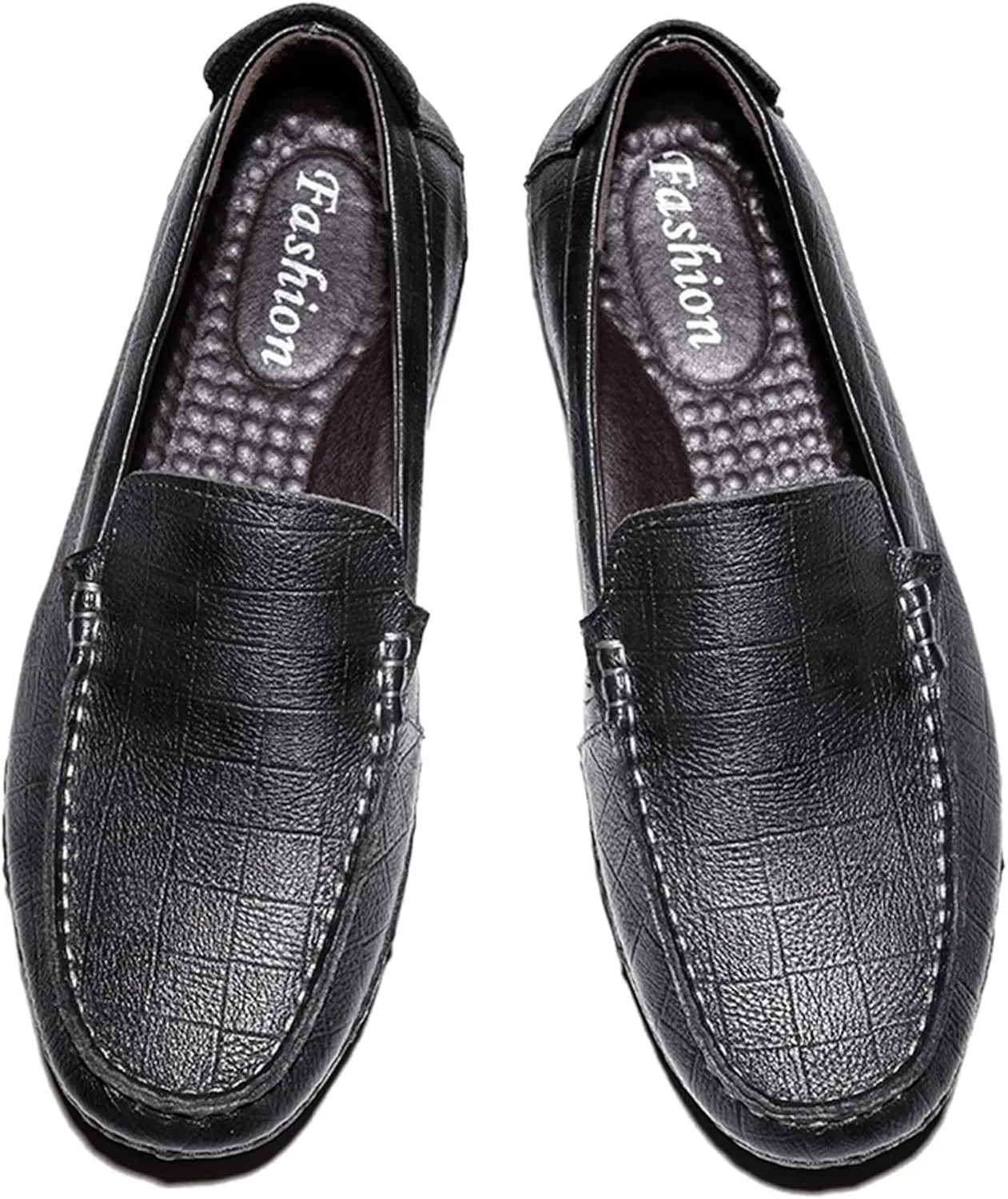 Easy to Put and Remove. Driving Moccasins Smoking Loafer for Men Genuine Leather Stitching Details Round Toe Lightweight Flat Heel Anti-Slip Resistant Flexible Outdoor for All Occasions