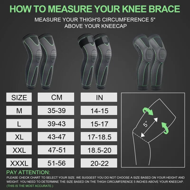 FlexVybe™ Compression Full Leg Knee Brace: Long Support Sleeve, Joint Relief