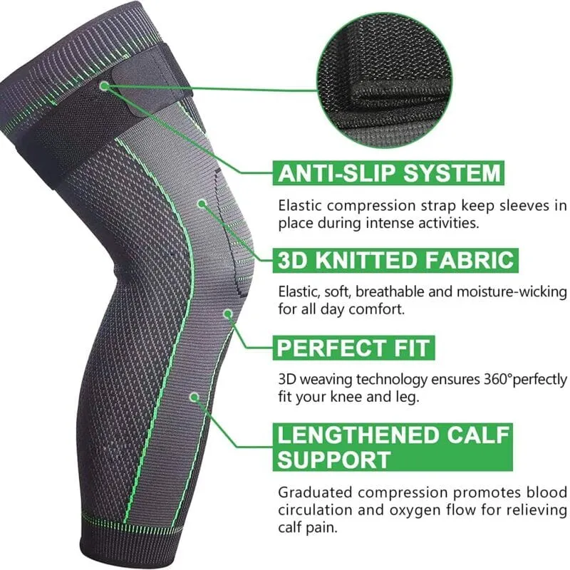 FlexVybe™ Compression Full Leg Knee Brace: Long Support Sleeve, Joint Relief