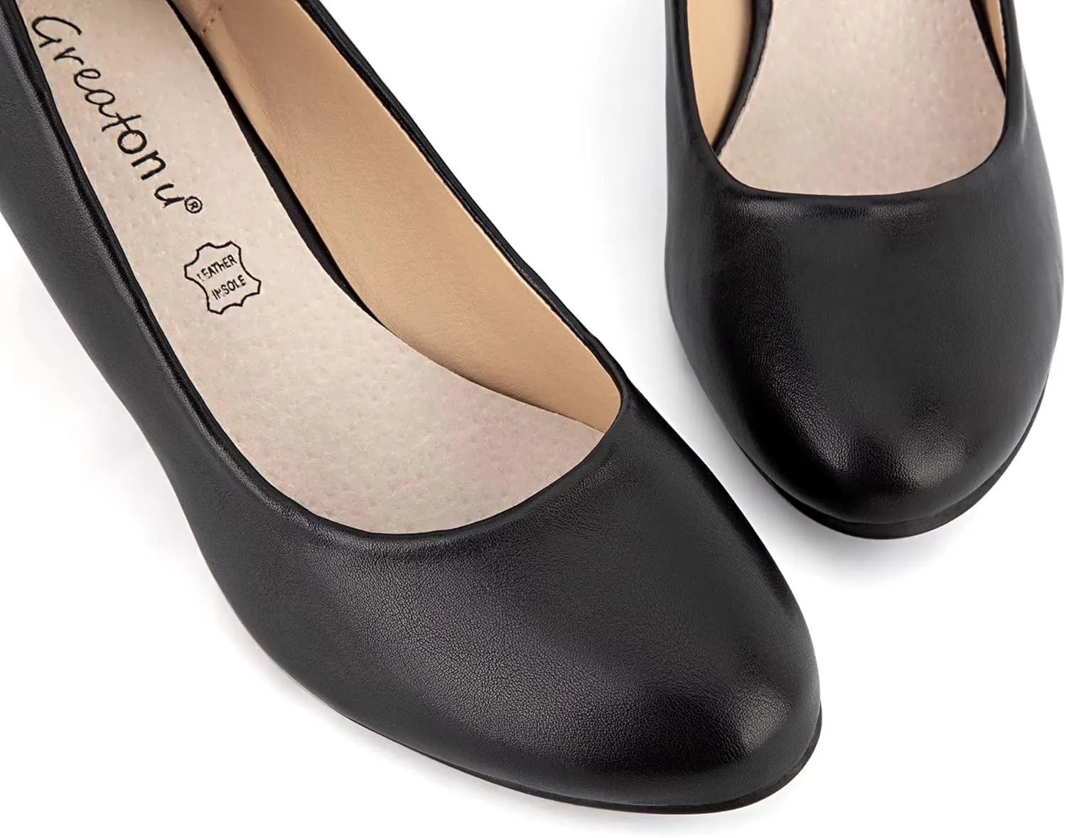 Greatonu Women's Wedge Pumps Closed Toe High Heel Slip on Office Dress Shoes