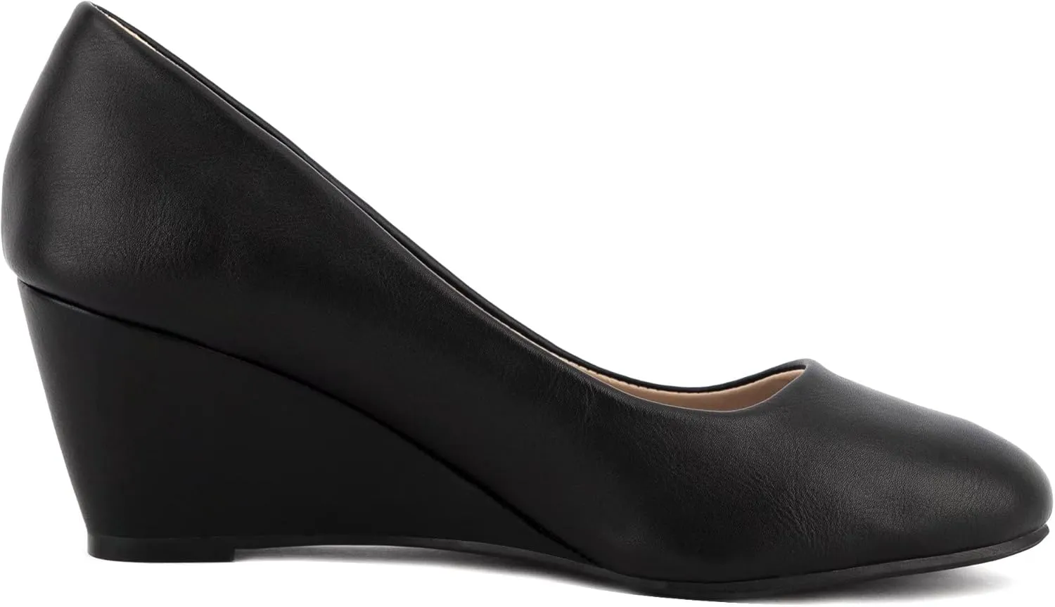 Greatonu Women's Wedge Pumps Closed Toe High Heel Slip on Office Dress Shoes
