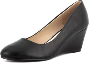 Greatonu Women's Wedge Pumps Closed Toe High Heel Slip on Office Dress Shoes