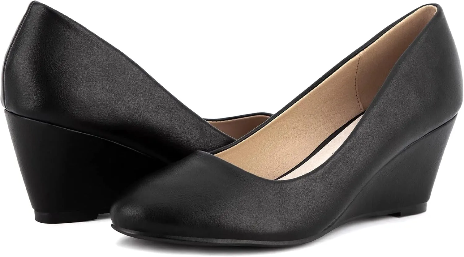 Greatonu Women's Wedge Pumps Closed Toe High Heel Slip on Office Dress Shoes