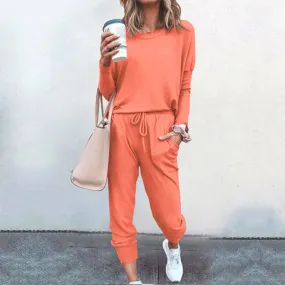 Ivyshape | Casual Solid Colour Sweatshirt and Sweatpants Set for Women