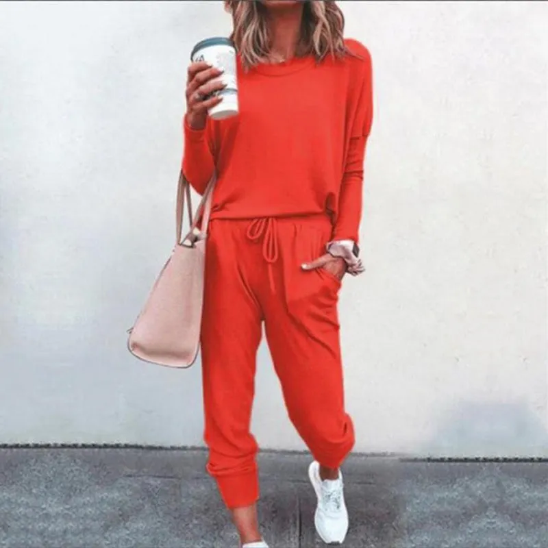 Ivyshape | Casual Solid Colour Sweatshirt and Sweatpants Set for Women