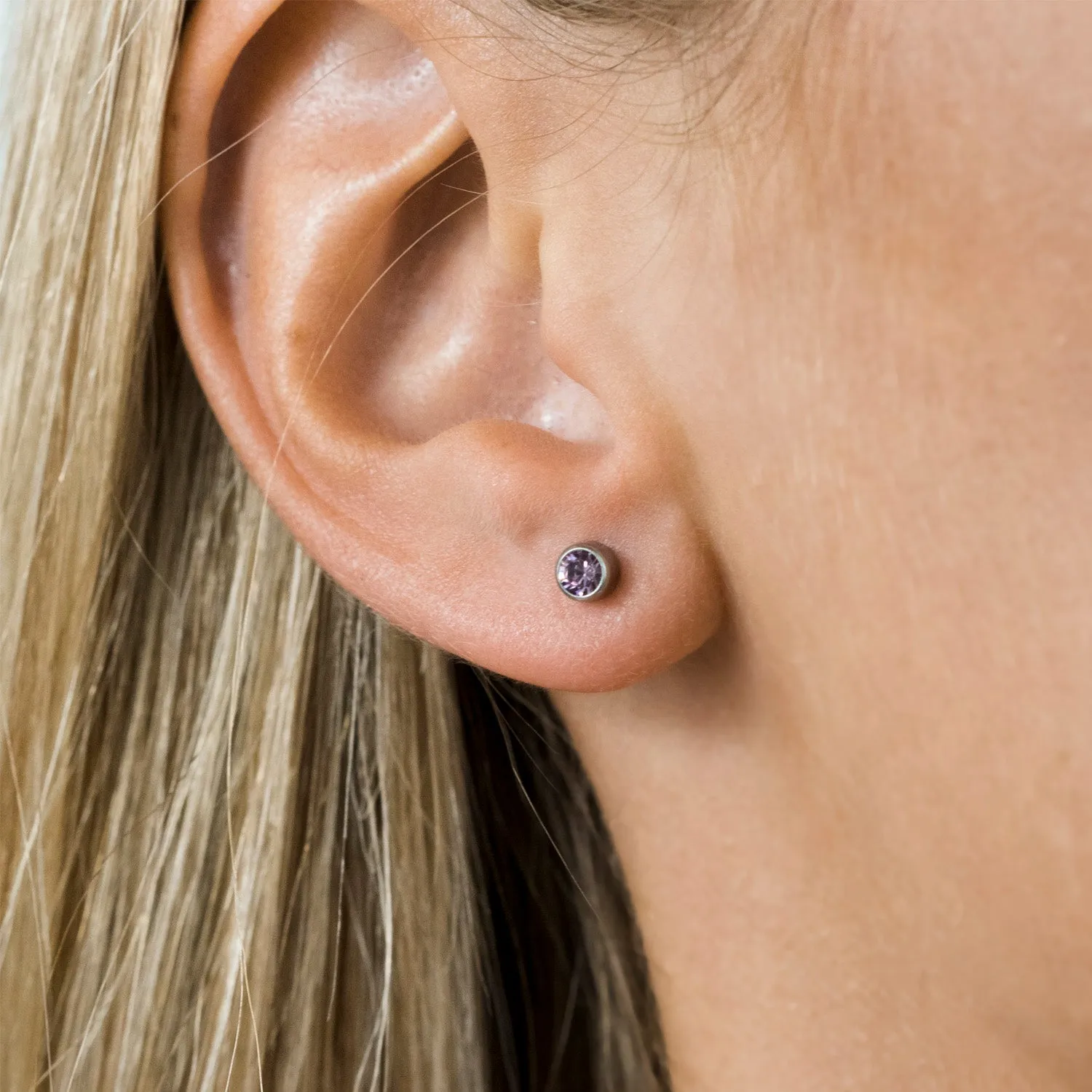 June Birthstone Stainless Steel Earrings