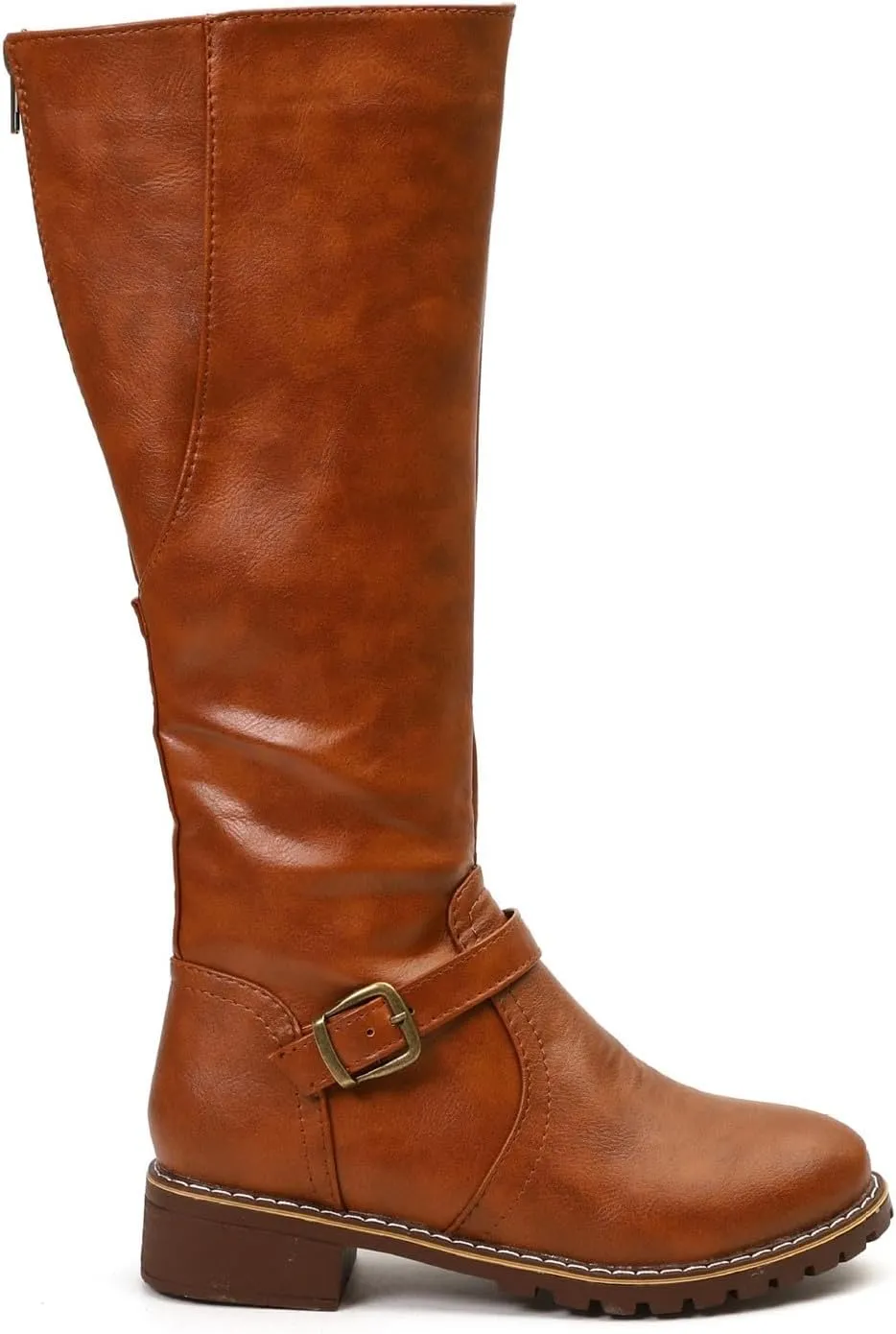 Knee High Boots for Women Vintage Side Zipper Tall Boots Mid Calf Boots Riding Boots Fall Boots Buckle