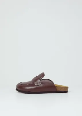 Leather Loafer Mules — Brown